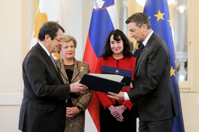 Predsednik Pahor in gospa Pe�ar na uradnem obisku v Sloveniji gostita predsednika Republike Ciper Anastasiadesa s soprogo